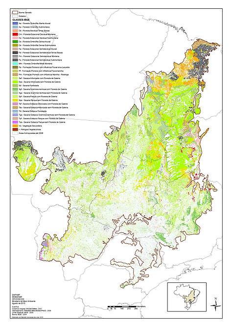 Cerrado vegetation cover map - 2010 / ©: Marcelo Gonçalves de Lima/MMA Mapa de Fitofisionomias do Cerrado - 2010 / ©: Marcelo Gonçalves de Lima/MMA