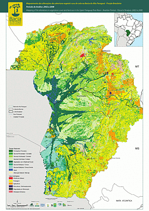 Mapeamento das alterações da cobertura vegetal e uso do solo na Bacia do Alto Paraguai - Porção Brasileira. Período de Análise: 2002 a 2008. © WWF-Brasil