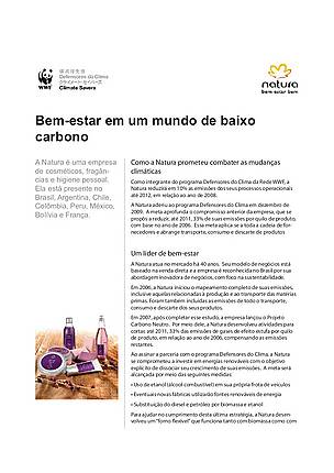 Capa de folheto informativo sobre a participação da Natura no Programa Defensores do Clima / &copy;: WWF-Brasil