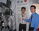 Cai Tao é comunicador do WWF-China e virou notícia. Na foto, é entrevistado pela Metro TV