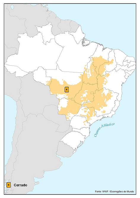 Mapa do Cerrado brasileiro. / ©: WWF-Brasil